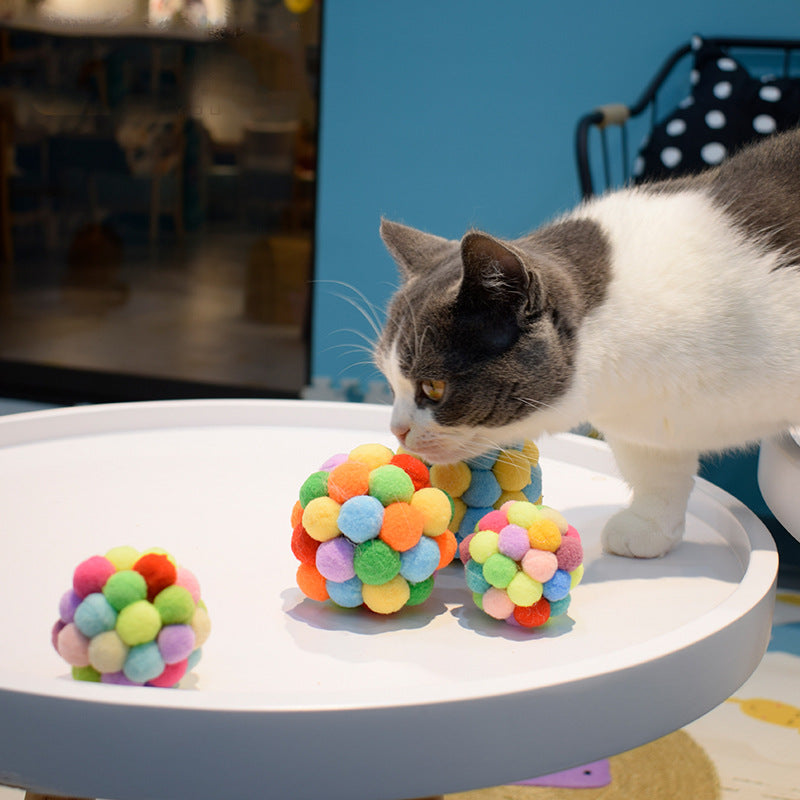 Pet Toys Self Play Rainbow Bells Interactive Ball Cat Teaser Ball