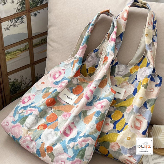 Vintage Oil Painting Flower Tote Bag, Exuding a Strong Artistic Vibe