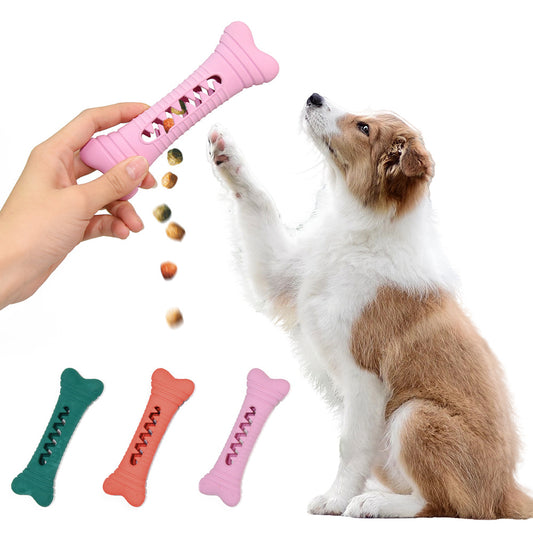 Bone Shape Leaky Food Toys Bite Resistant Relief Chewing Toys