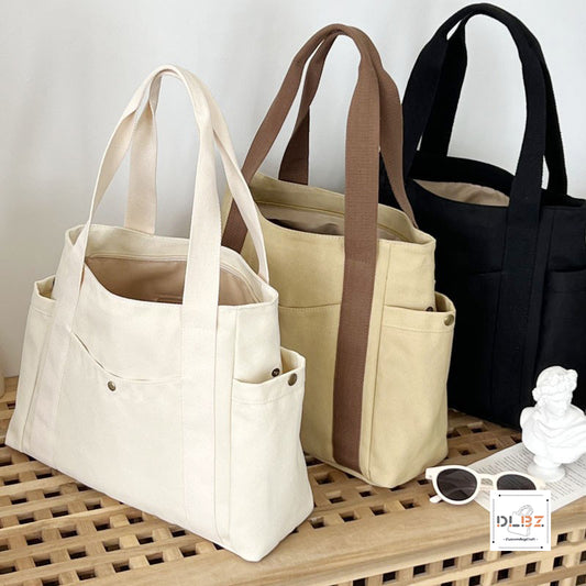 Aesthetic Tote Bag  With Multi Pockets, Zipper Pockets, Everything Tote Bag With Compartments