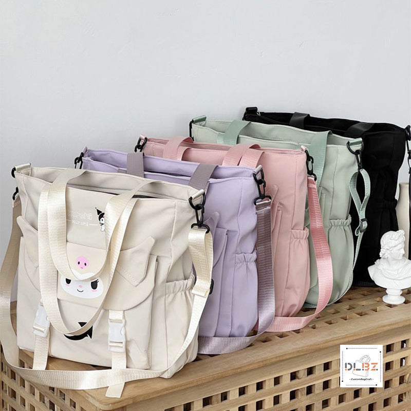 Cartoon Cat Single Shoulder Slung Tote Bag, School Bag or Diaper Bag