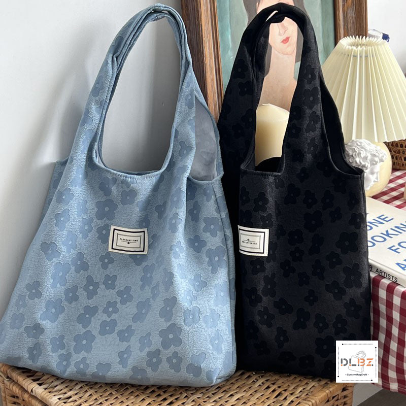 Large Capacity Embossed Polyester Tote Bag, Shoulder Bag