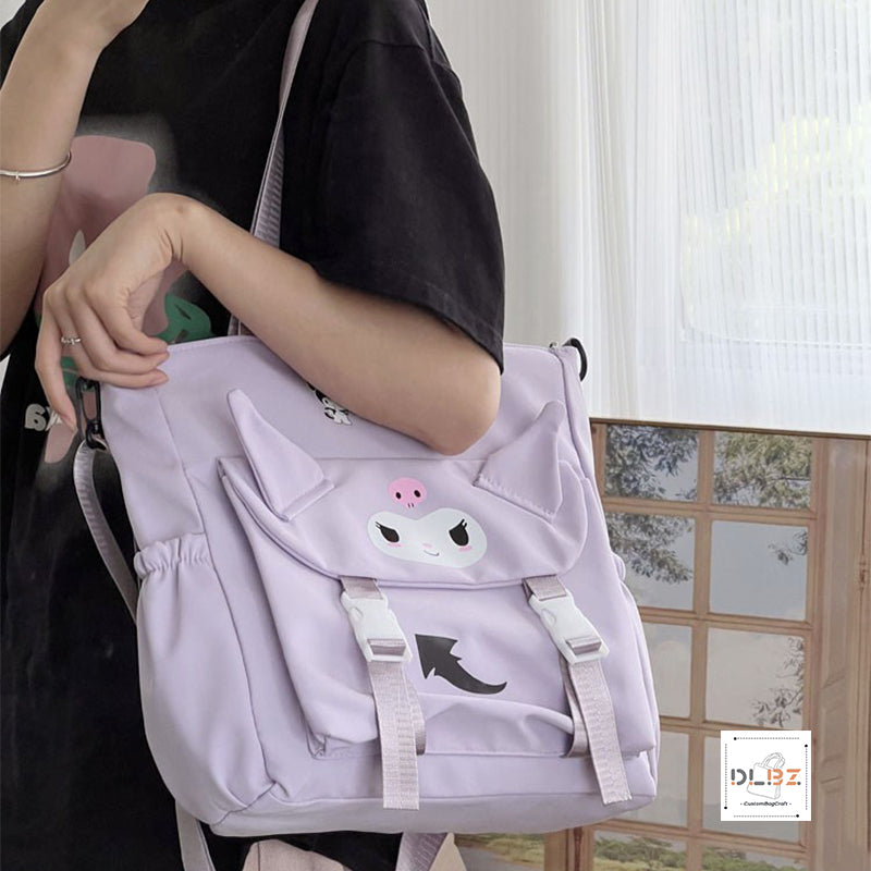 Cartoon Cat Single Shoulder Slung Tote Bag, School Bag or Diaper Bag