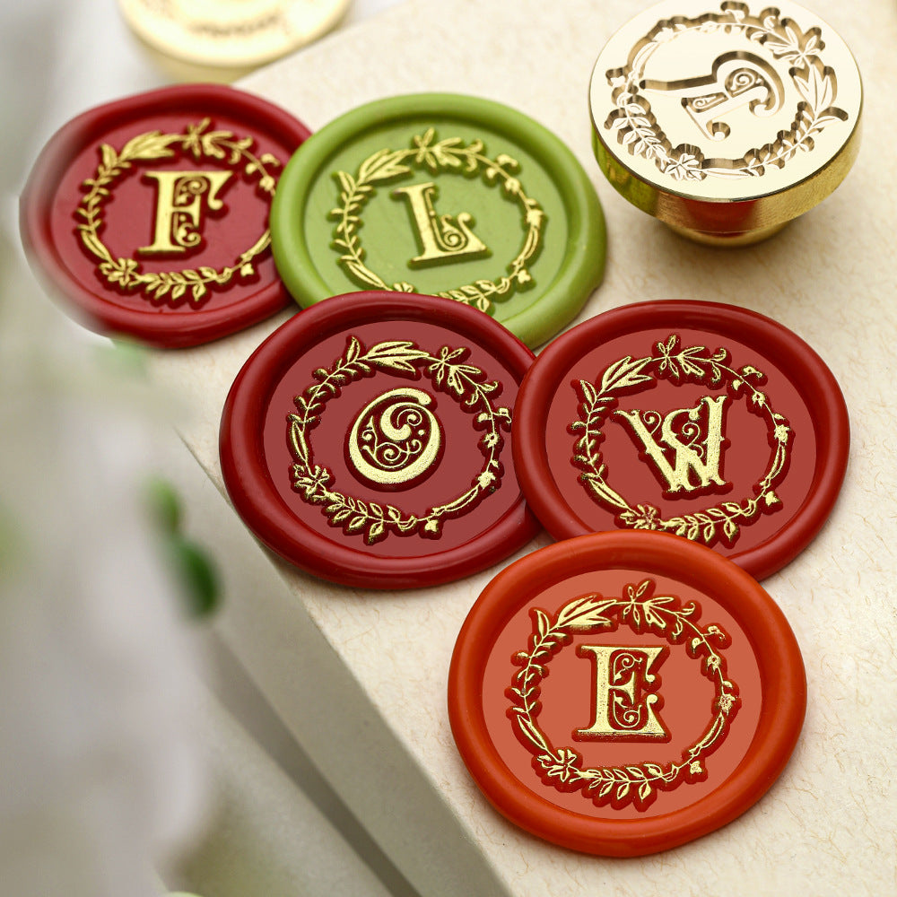 Floral Wreath Alphabet Wax Seal Stamp