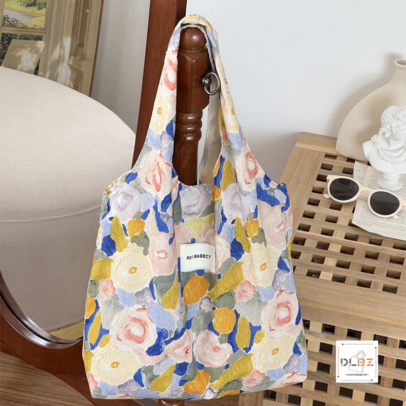 Vintage Oil Painting Flower Tote Bag, Exuding a Strong Artistic Vibe