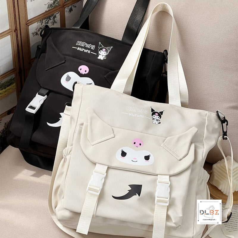 Cartoon Cat Single Shoulder Slung Tote Bag, School Bag or Diaper Bag