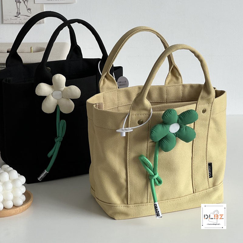 Detachable Compartment Cotton Canvas Tote Bag, Flexibly Adjust Space, Convenient for Carrying