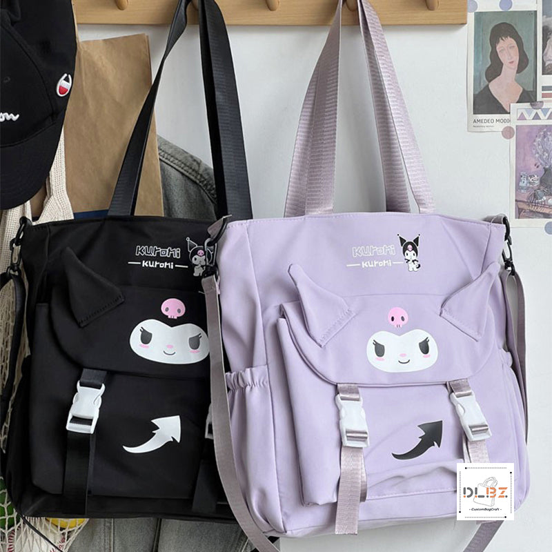 Cartoon Cat Single Shoulder Slung Tote Bag, School Bag or Diaper Bag