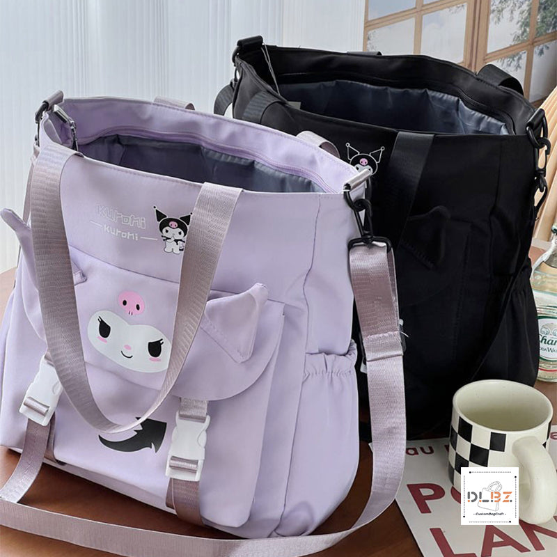 Cartoon Cat Single Shoulder Slung Tote Bag, School Bag or Diaper Bag