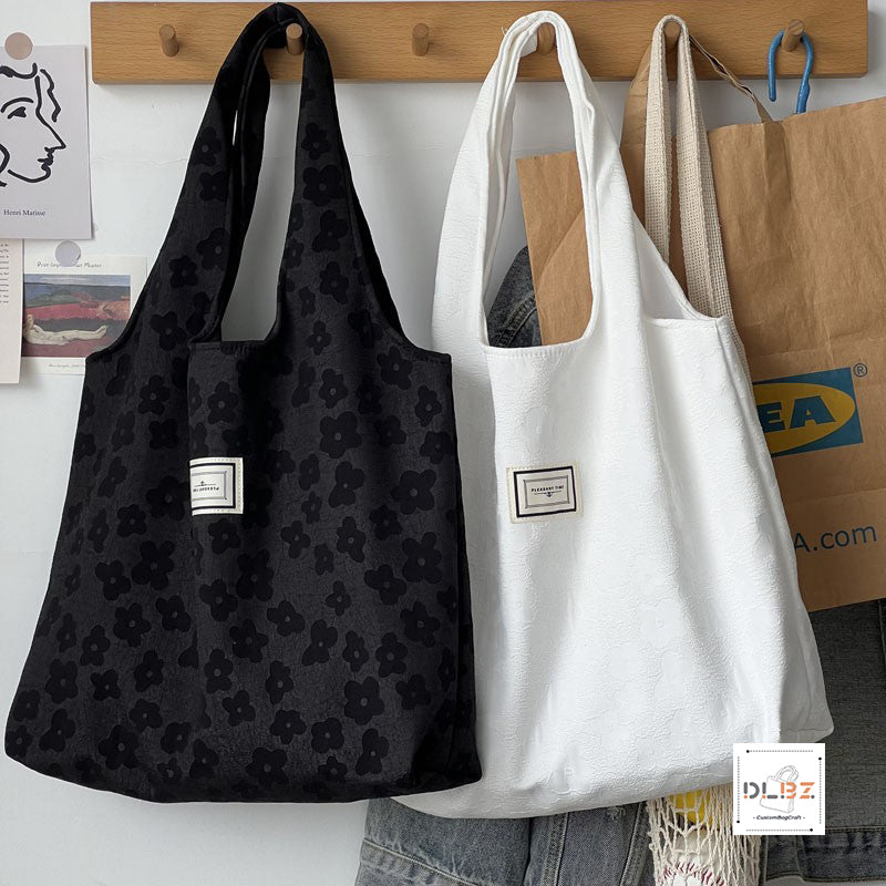 Large Capacity Embossed Polyester Tote Bag, Shoulder Bag