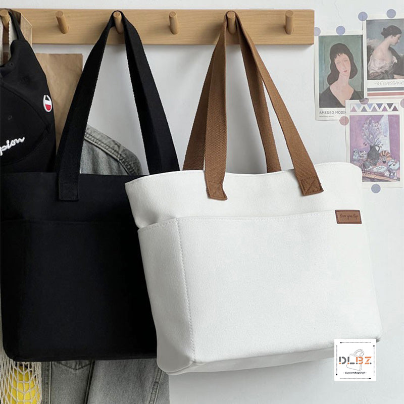 Thickened Casual Literary Canvas Tote Bag with a Minimalist and Versatile Design