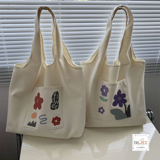 Large-capacity illustrated design canvas tote bag, a stylish new choice for shoulder or crossbody wear