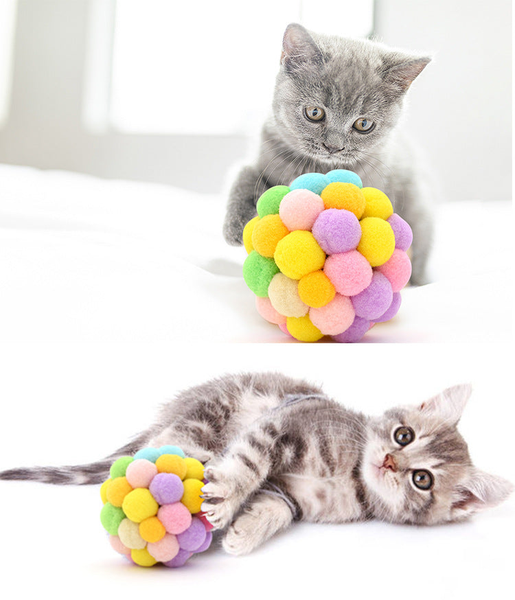 Pet Toys Self Play Rainbow Bells Interactive Ball Cat Teaser Ball