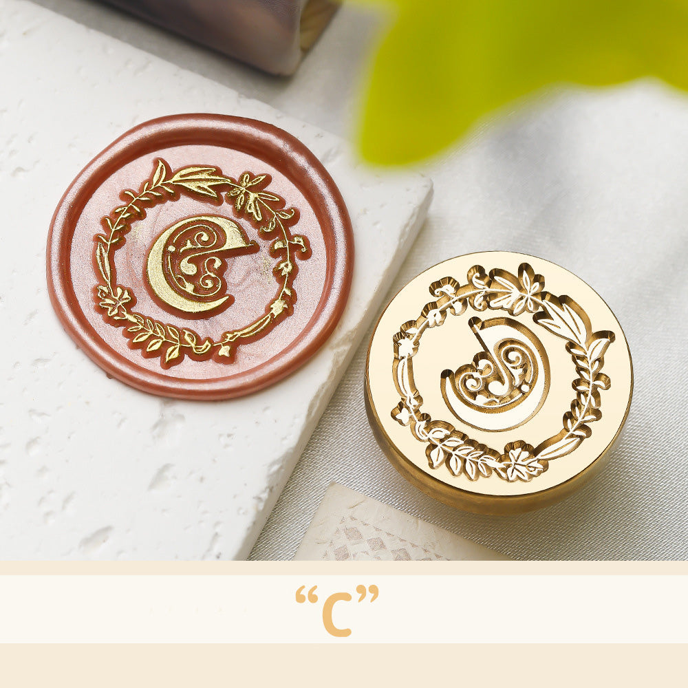 Floral Wreath Alphabet Wax Seal Stamp