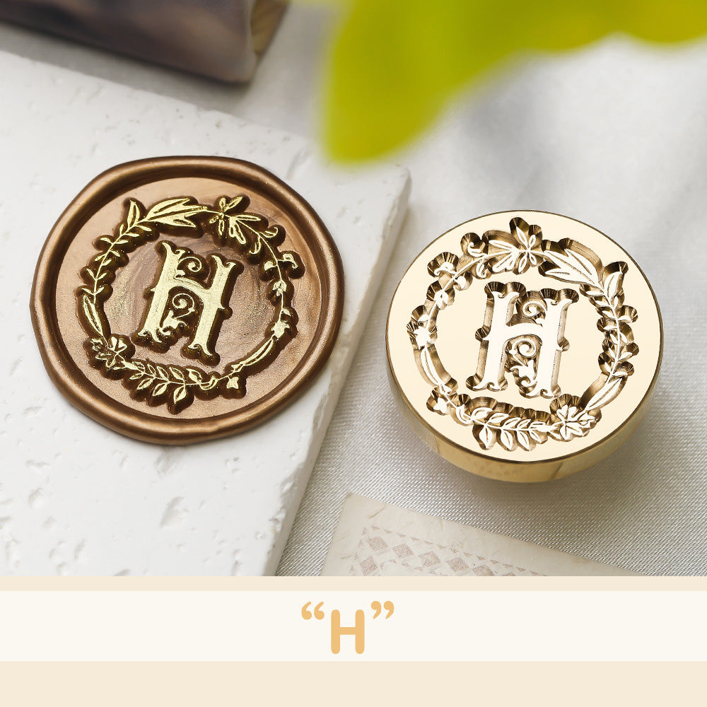 Floral Wreath Alphabet Wax Seal Stamp