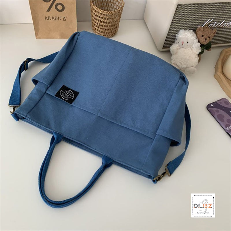 Thicken Canvas Tote Bag with Zipper, Shoulder, Crossbody, or Handheld Bag for School, Office, Travel