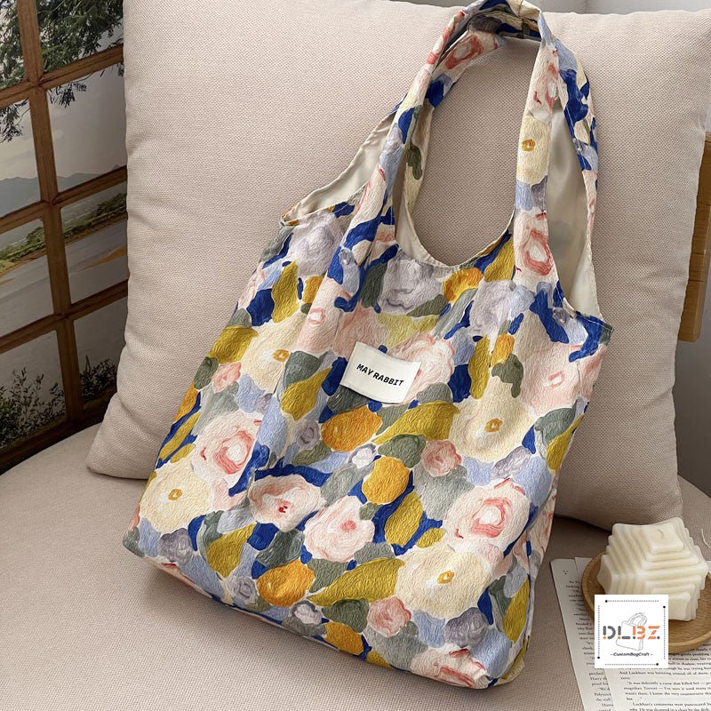 Vintage Oil Painting Flower Tote Bag, Exuding a Strong Artistic Vibe