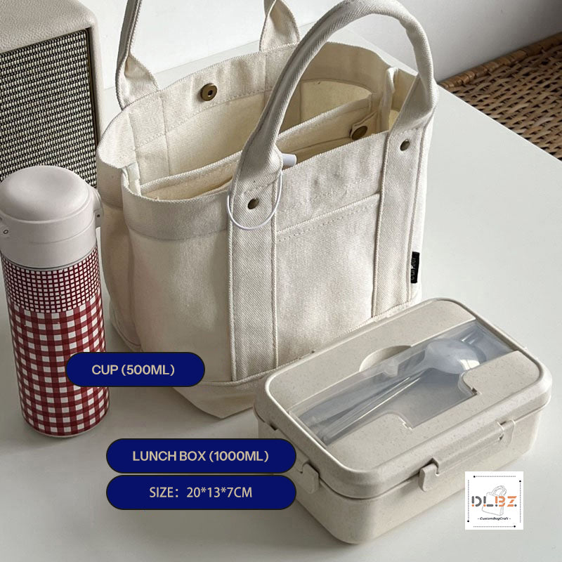 Detachable Compartment Cotton Canvas Tote Bag, Flexibly Adjust Space, Convenient for Carrying