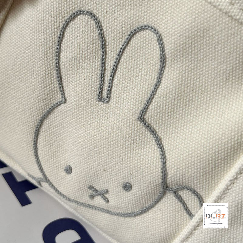 Miffy Thickened and Stylish Canvas Tote Bag, Casual Cartoon Lunch Bag Mommy Bag