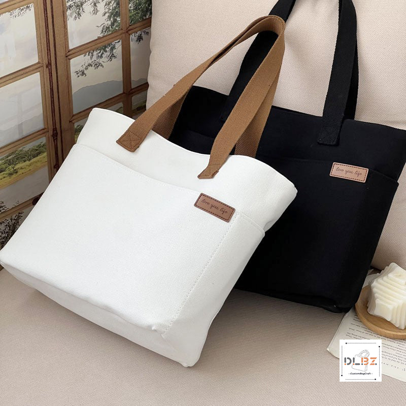 Thickened Casual Literary Canvas Tote Bag with a Minimalist and Versatile Design