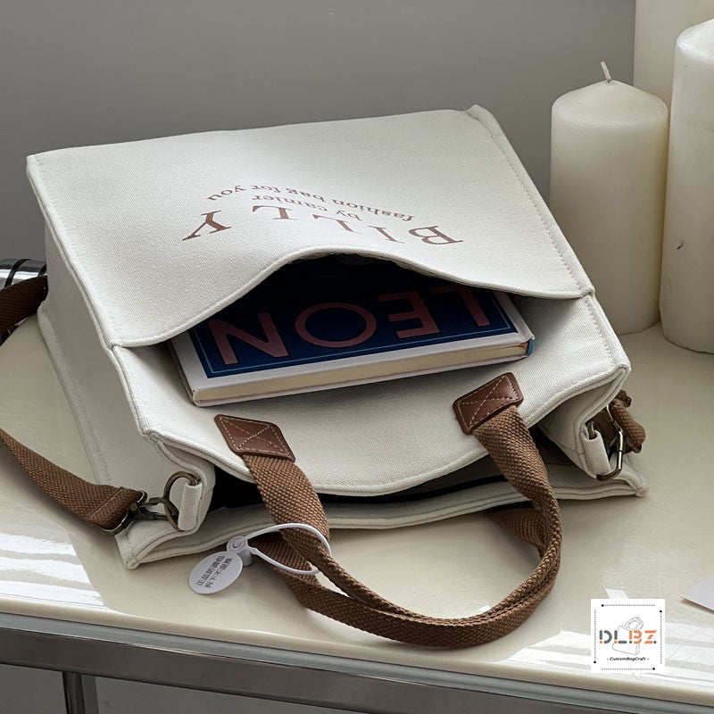 Commuter Thick Canvas Bag, Artistic Retro Style, Can Be Carried by Hand or Crossbody