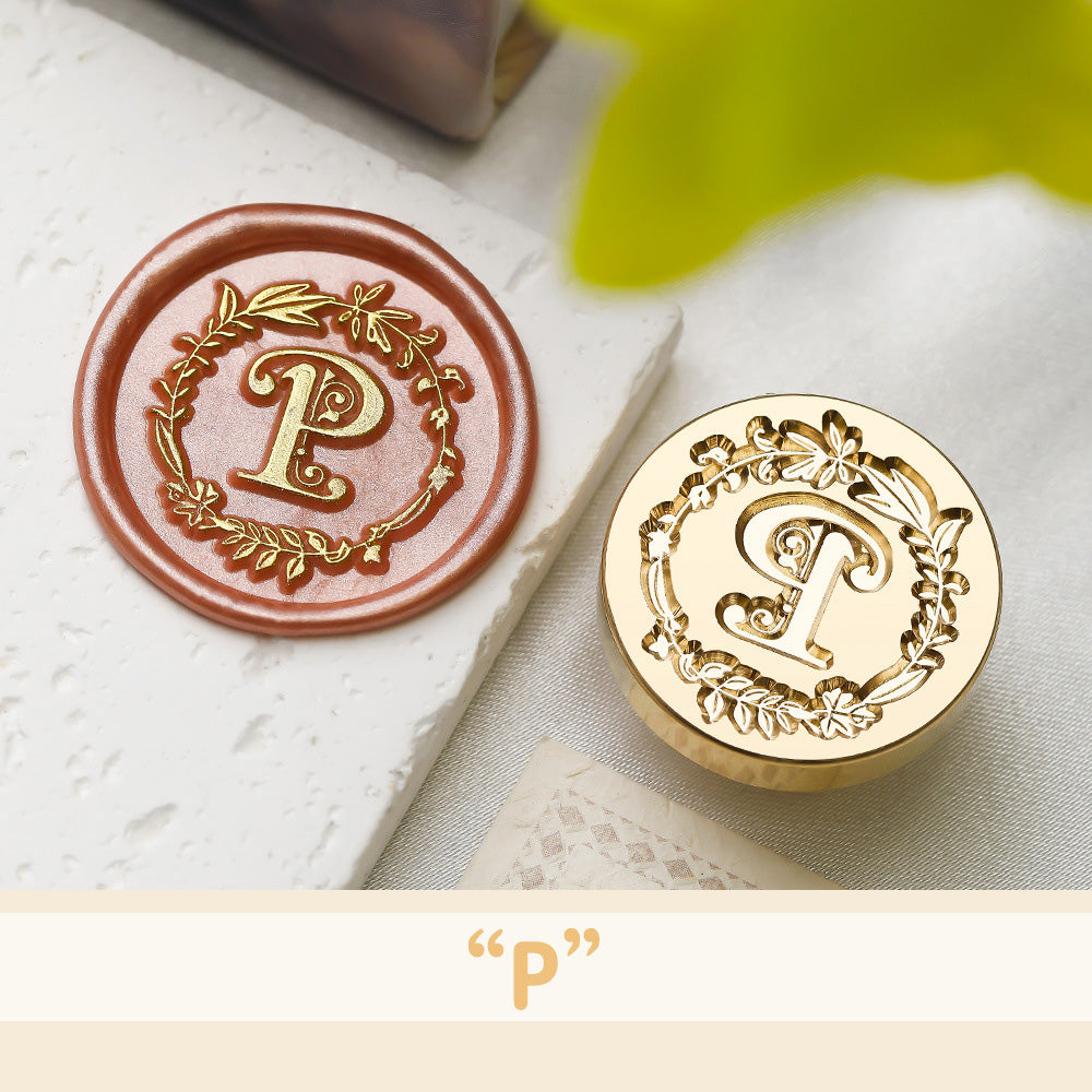 Floral Wreath Alphabet Wax Seal Stamp