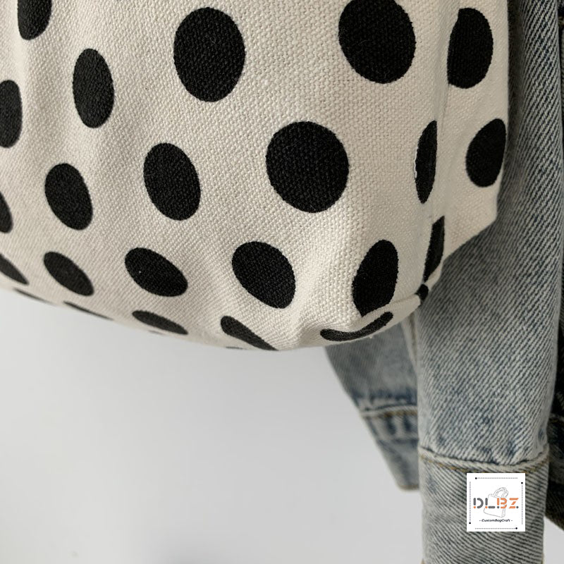 Large Capacity Polka Dot Handheld/Single Shoulder Canvas Bag