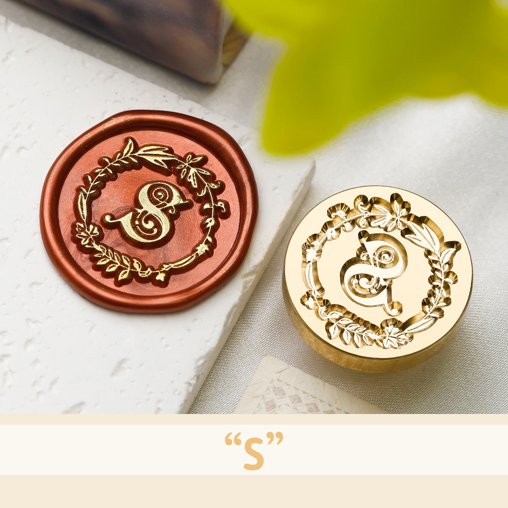 Floral Wreath Alphabet Wax Seal Stamp