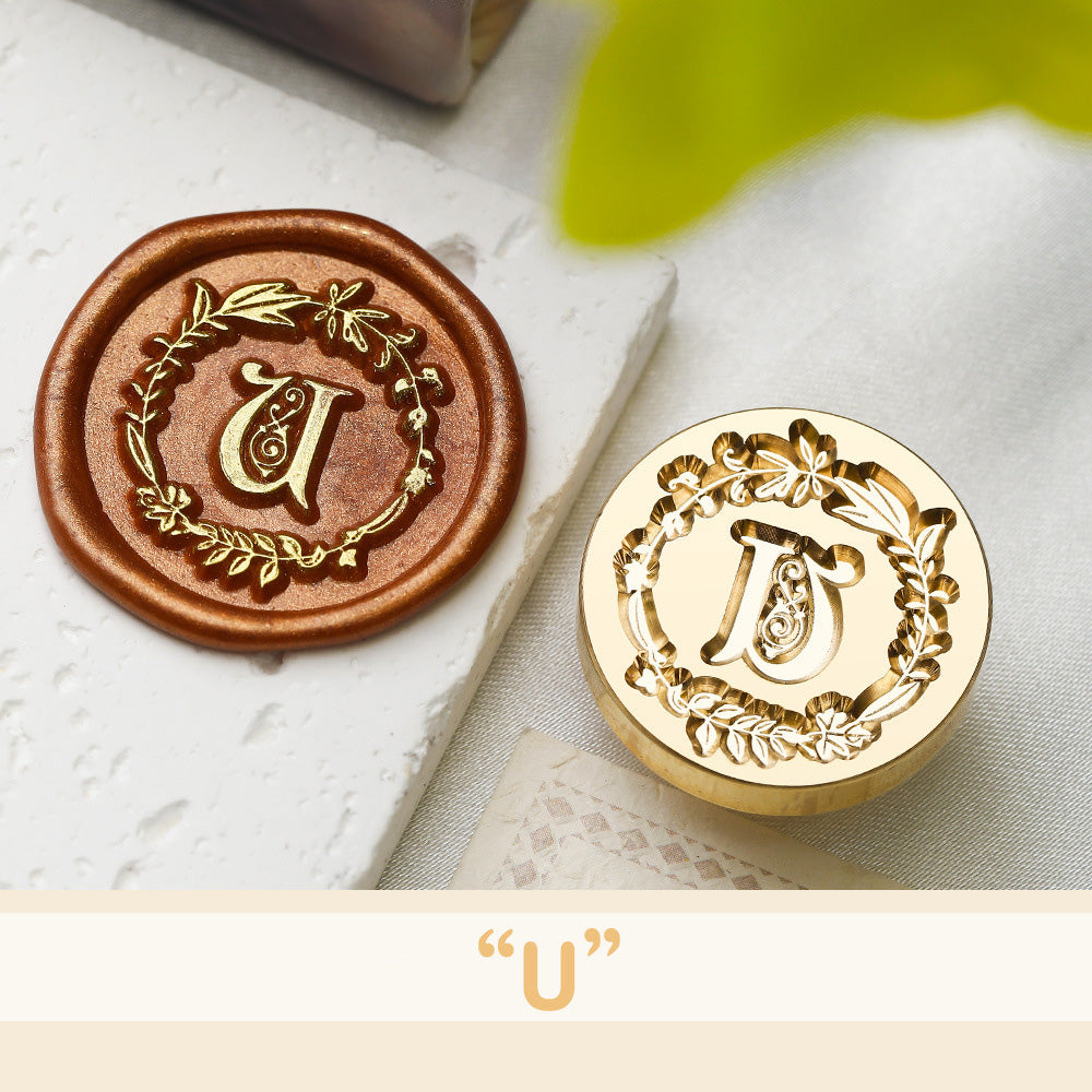 Floral Wreath Alphabet Wax Seal Stamp