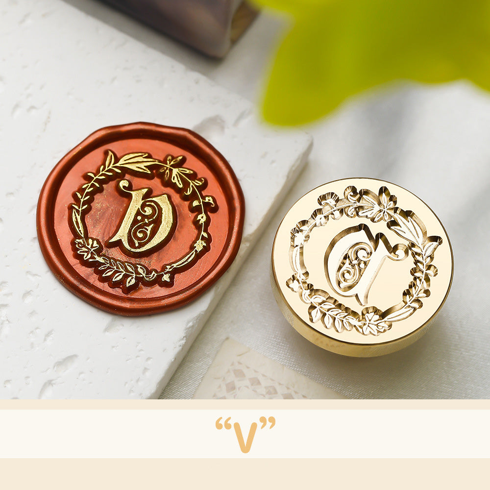 Floral Wreath Alphabet Wax Seal Stamp