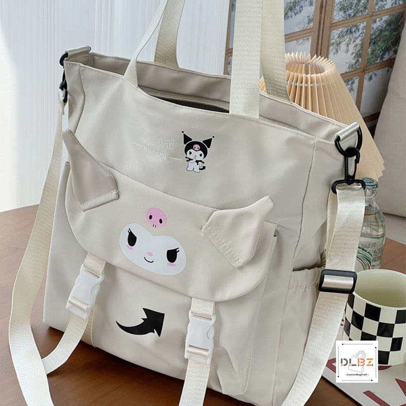 Cartoon Cat Single Shoulder Slung Tote Bag, School Bag or Diaper Bag