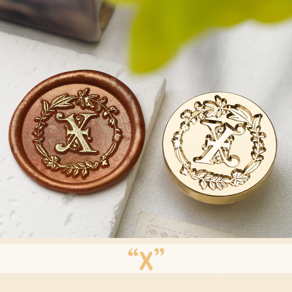 Floral Wreath Alphabet Wax Seal Stamp