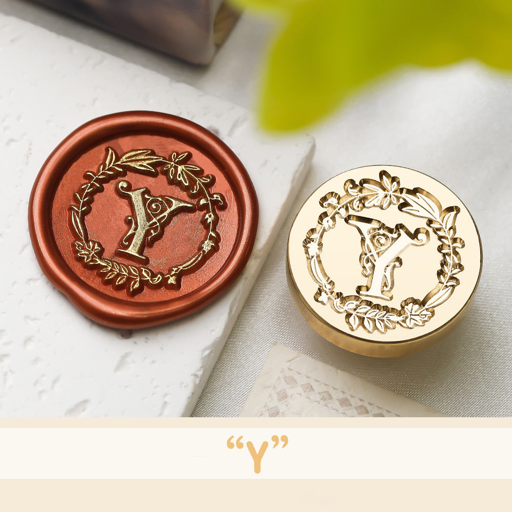 Floral Wreath Alphabet Wax Seal Stamp