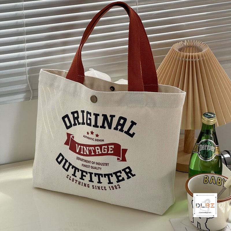 European-Style Casual Single-Sided Printed Canvas Tote Storage Bag