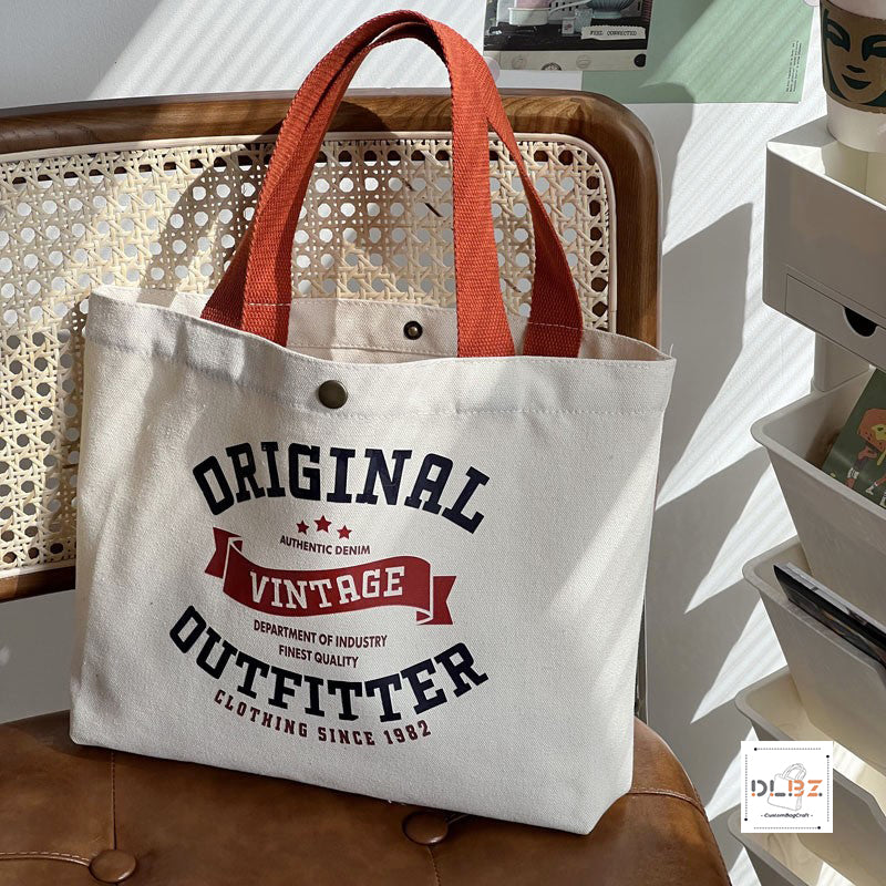 European-Style Casual Single-Sided Printed Canvas Tote Storage Bag