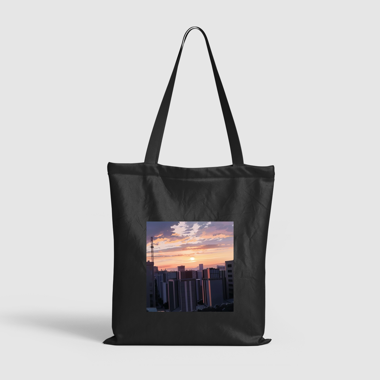 Black Canvas Cityscape Bag