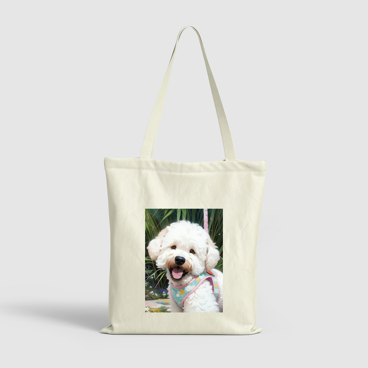 Adorable Bichon Frise Print Canvas Bag