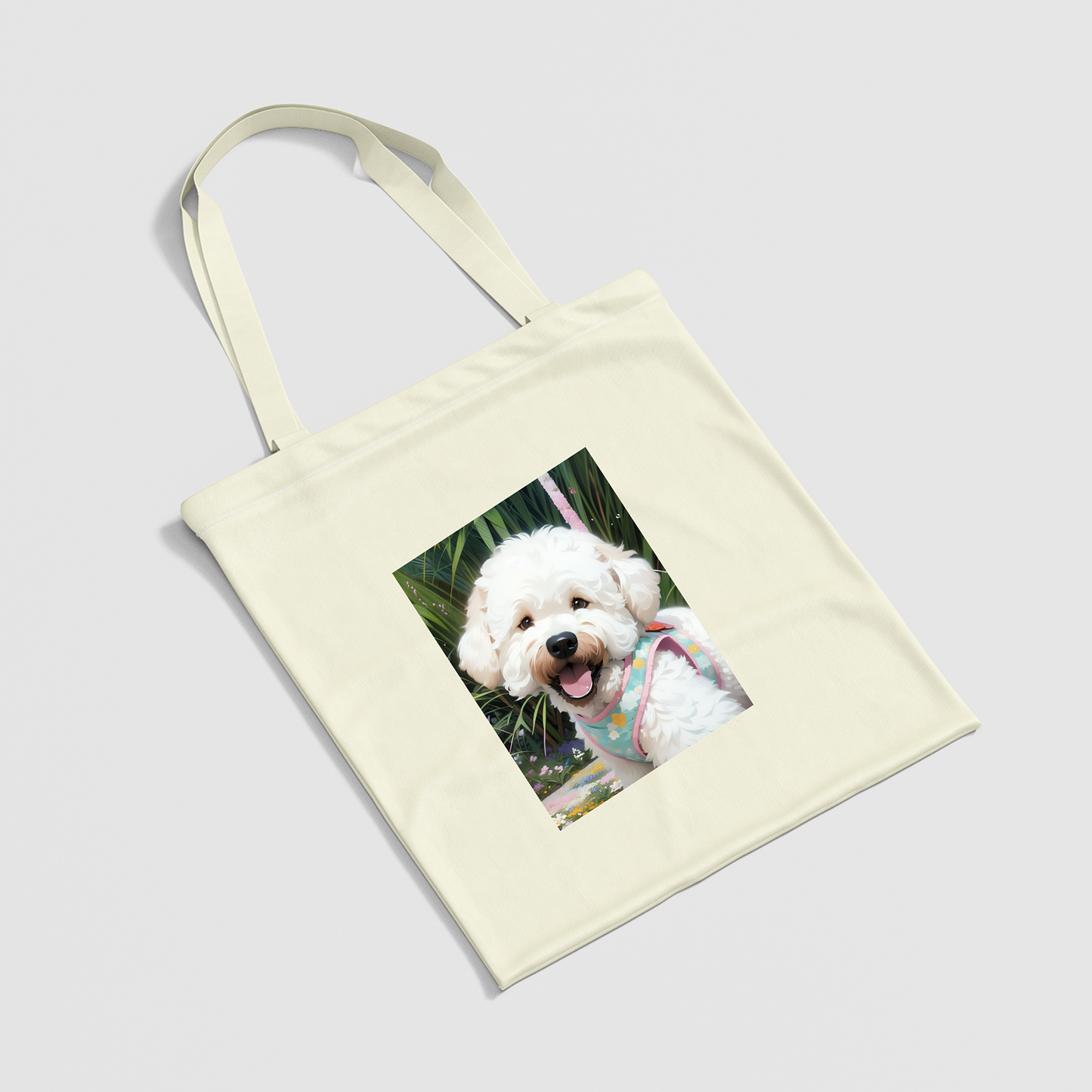 Adorable Bichon Frise Print Canvas Bag