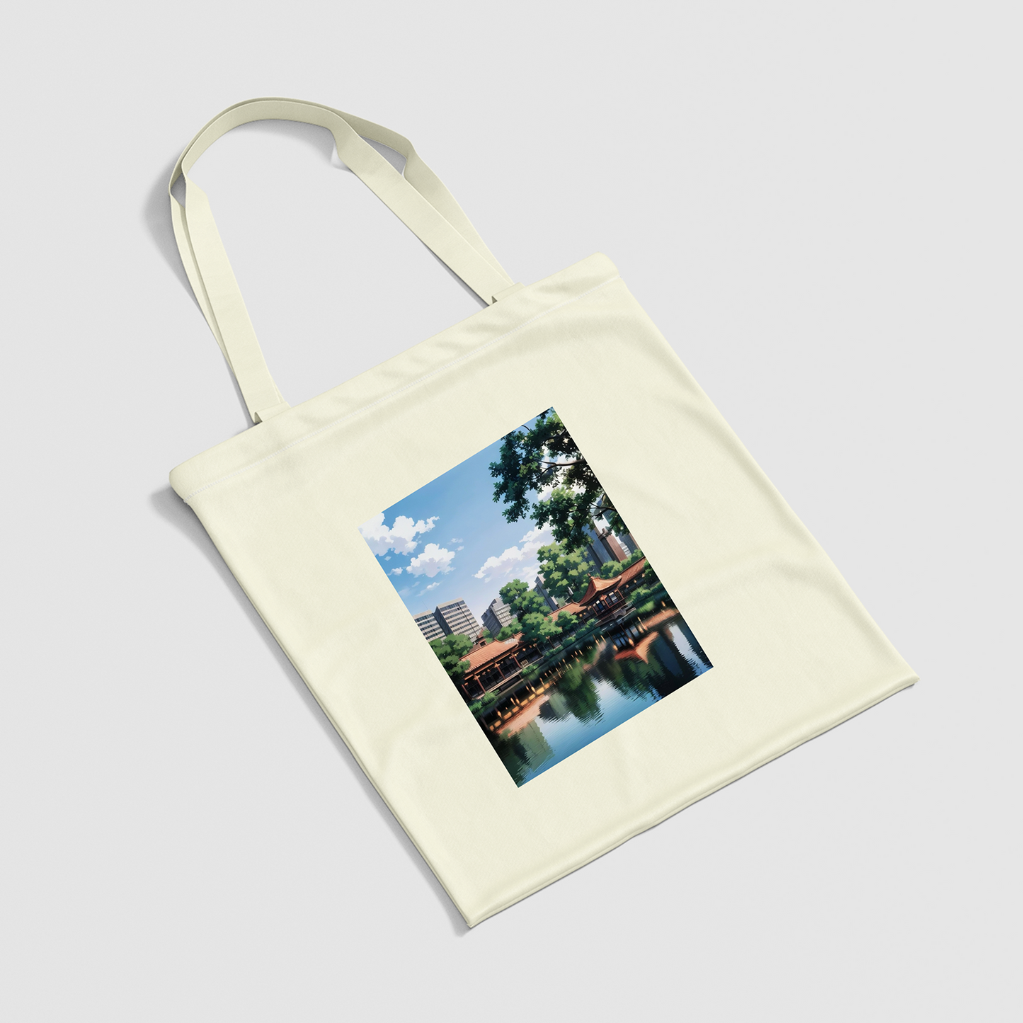 Tranquility Lake Scenery Pattern Canvas Bag