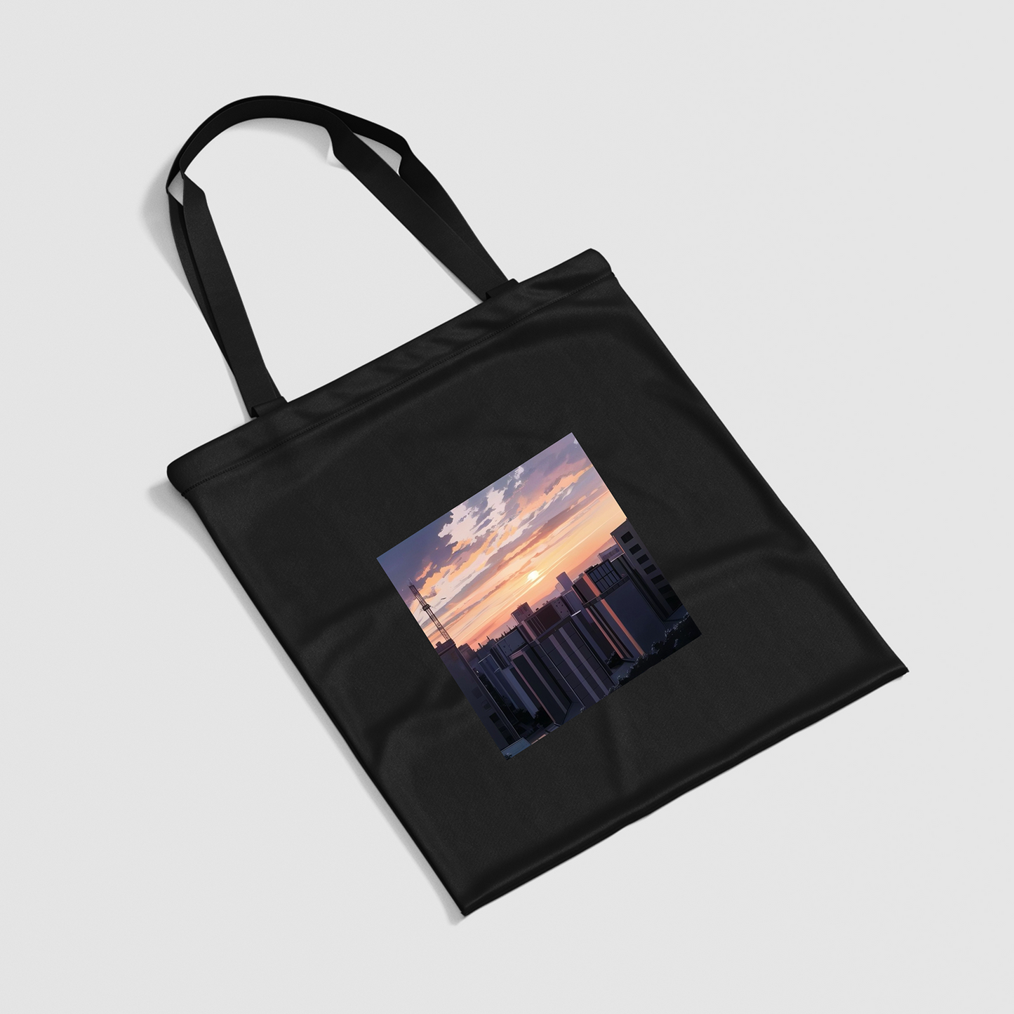 Black Canvas Cityscape Bag