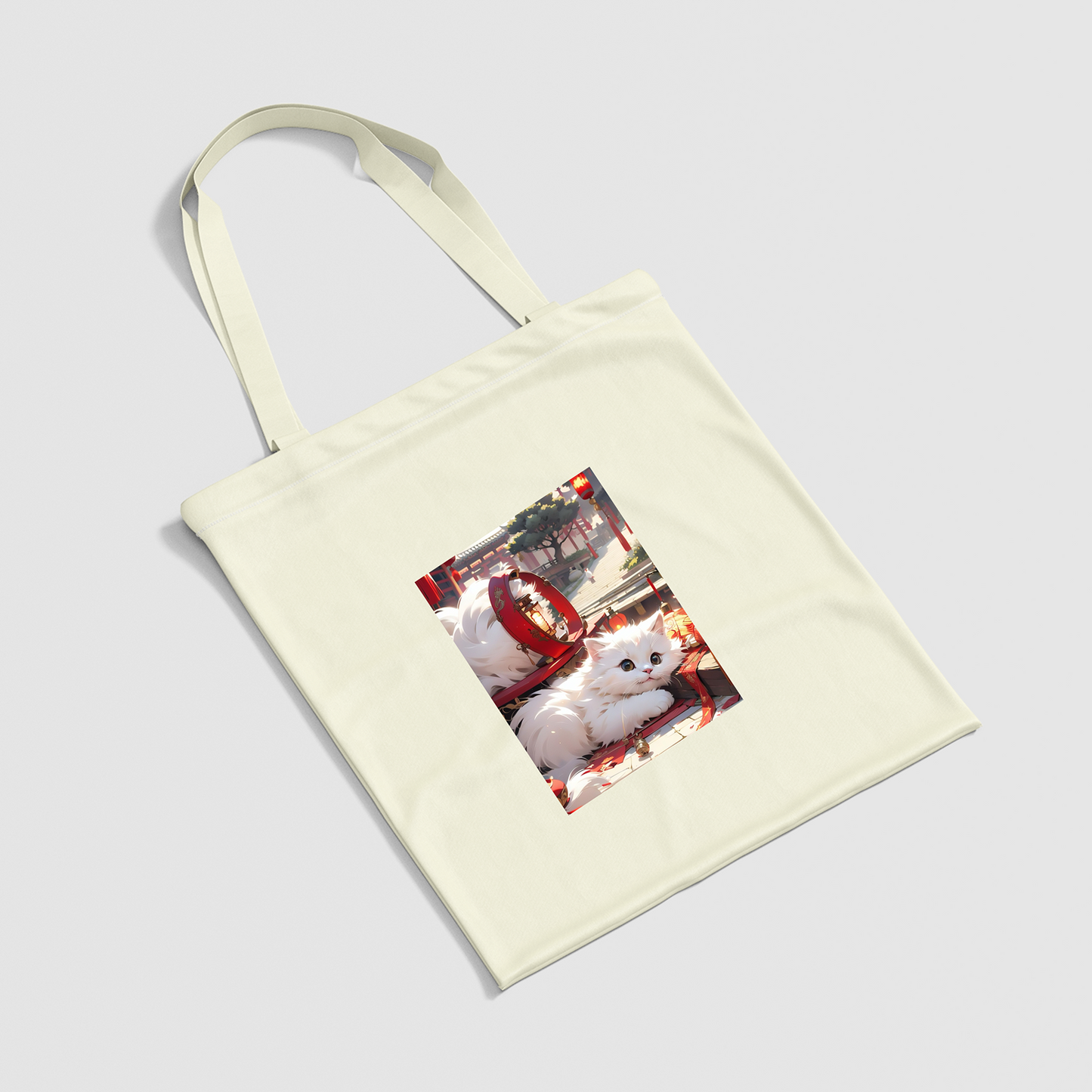 Whimsical Kitty Lantern Canvas Bag