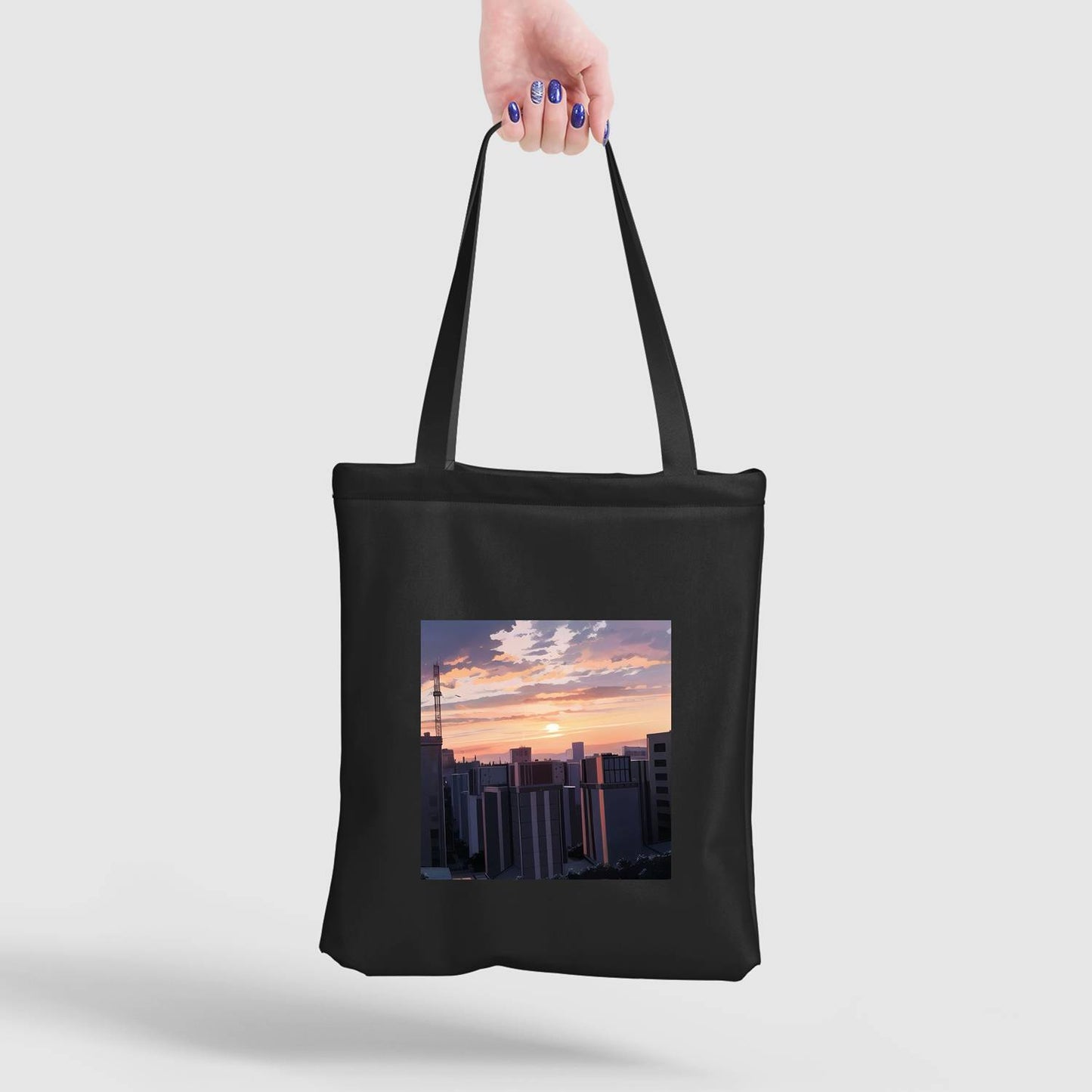 Black Canvas Cityscape Bag