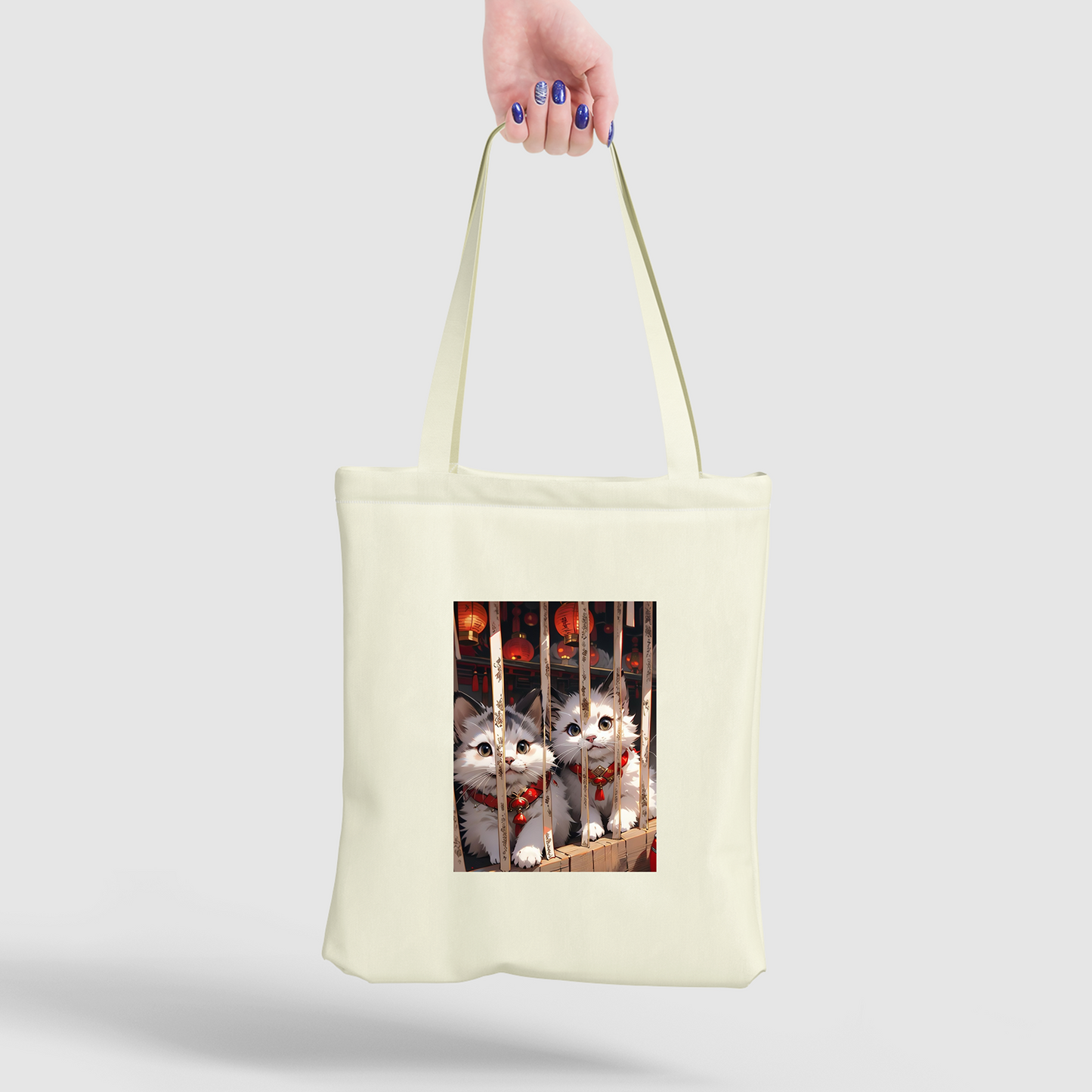 Cute Cat Print Canvas Bag