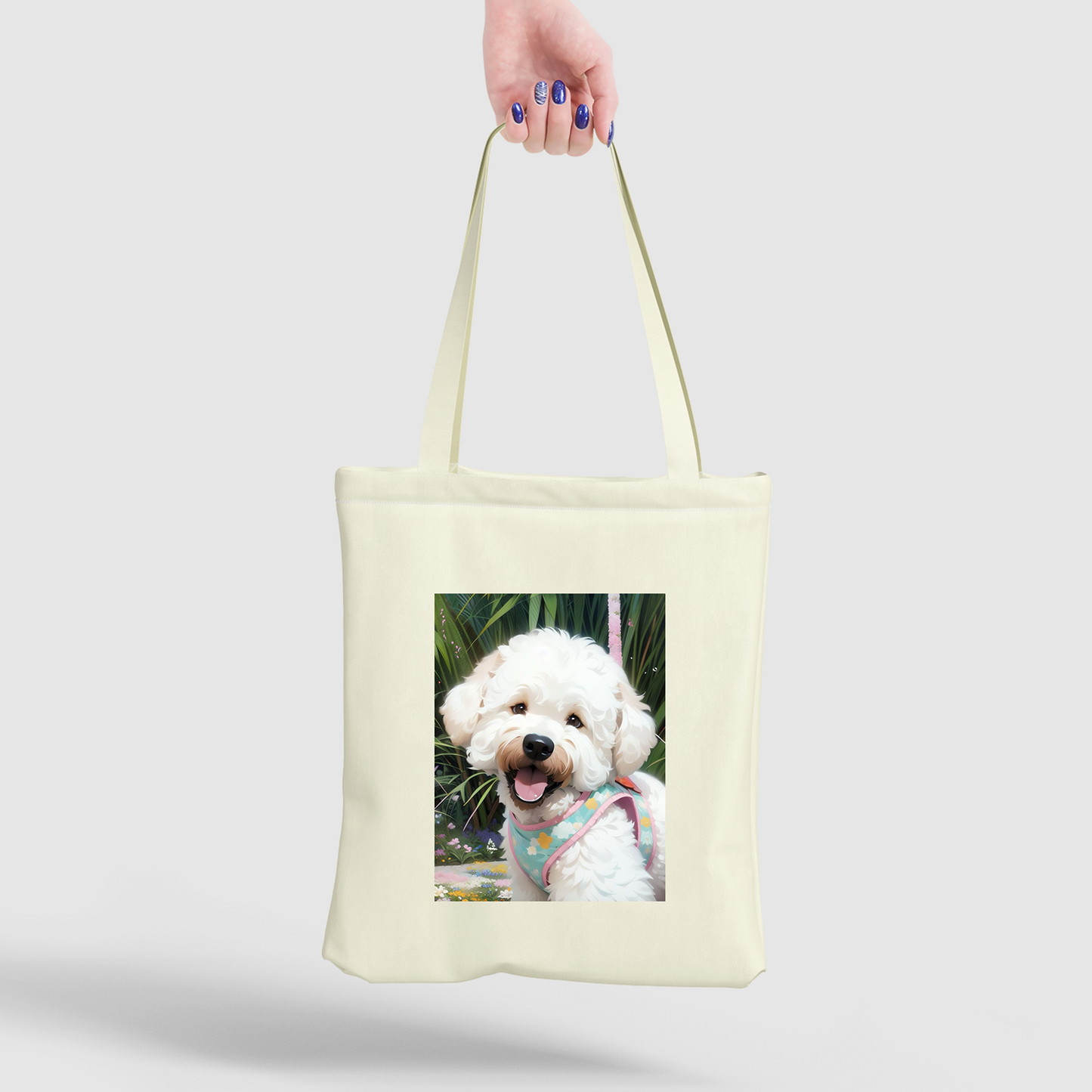 Adorable Bichon Frise Print Canvas Bag