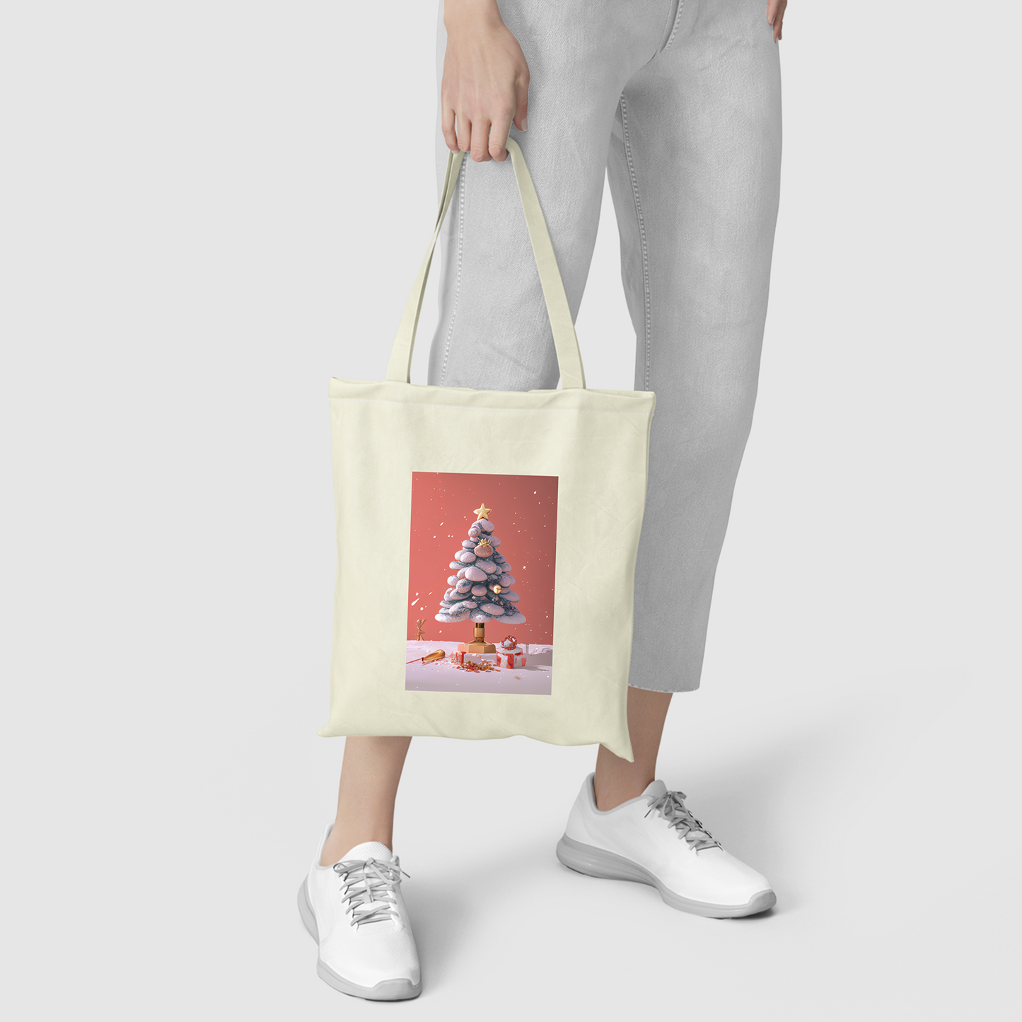 Christmas Tree Wonderland Printed Canvas Tote Bag