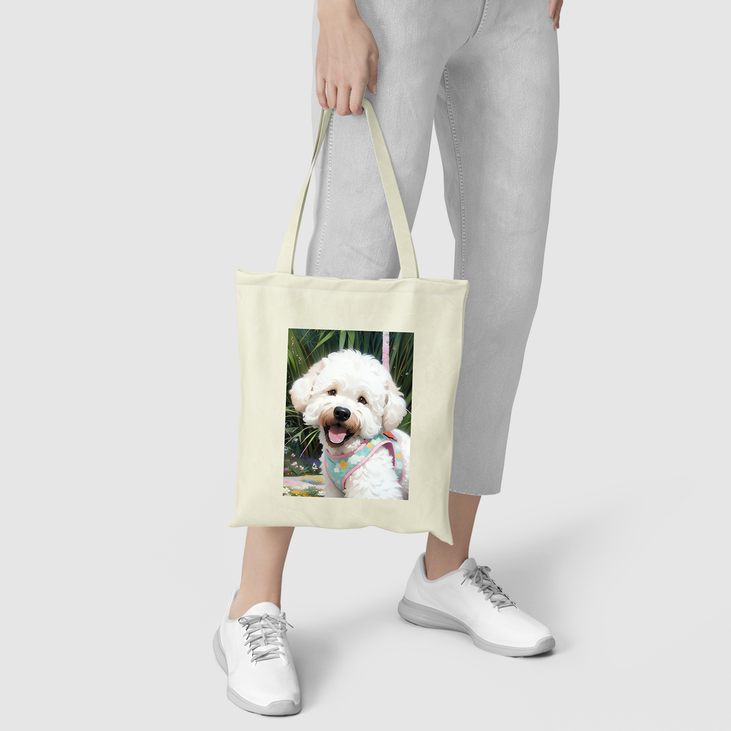 Adorable Bichon Frise Print Canvas Bag