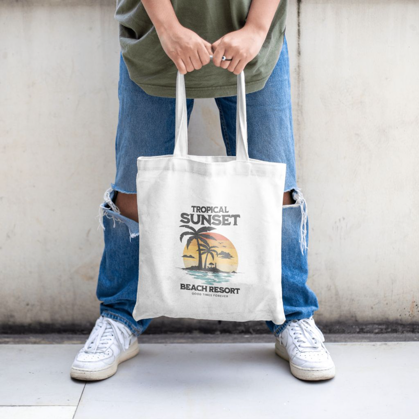 Tropical Sunset Beach Canvas Bag