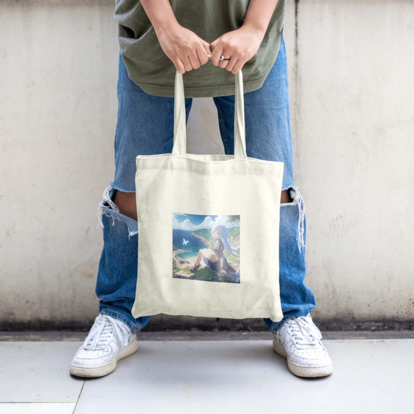 "Girl on the Cliff" Canvas Bag