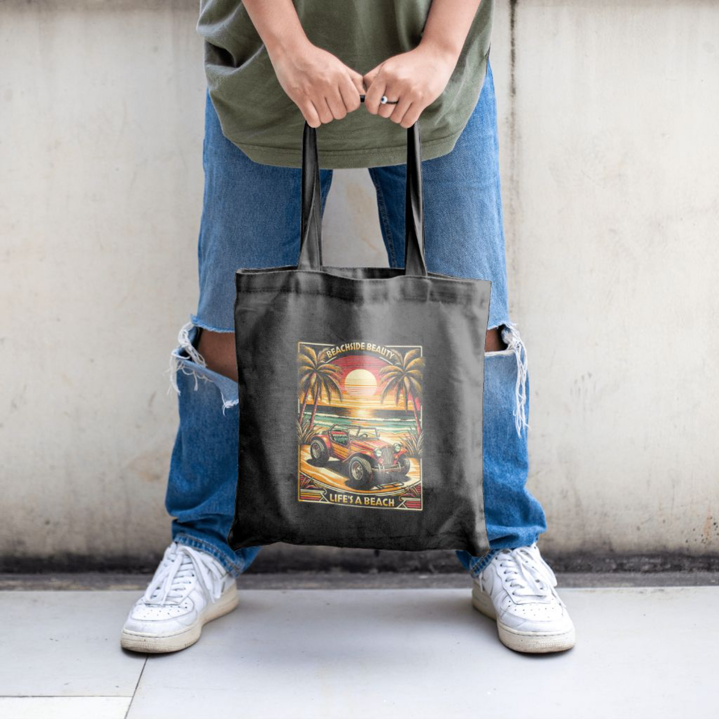 California Sunset Jeep Canvas Bag