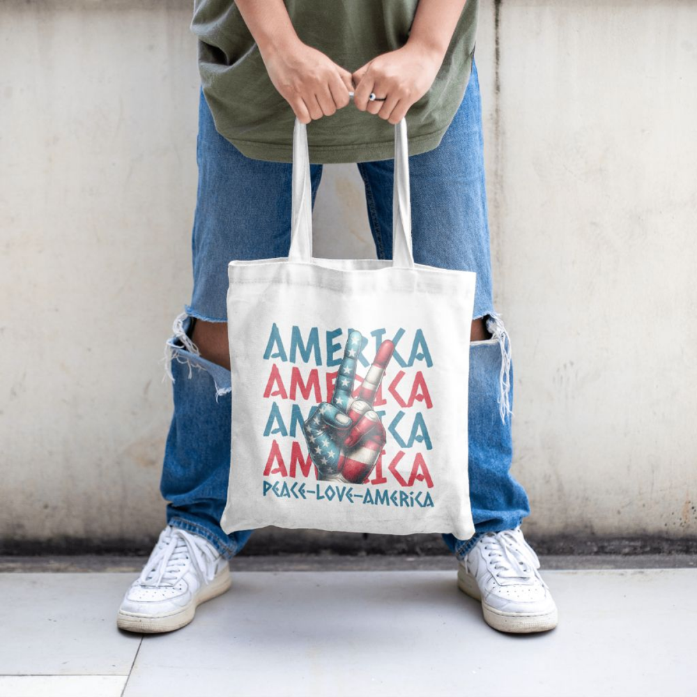 Vibrant USA Flag Hand Sign Tote Bag